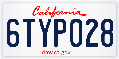 CA license plate 6TYP028