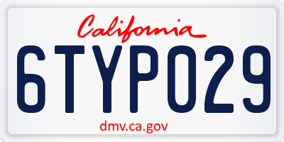 CA license plate 6TYP029