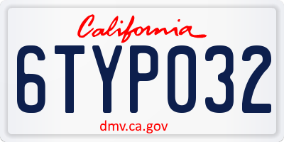 CA license plate 6TYP032