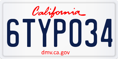 CA license plate 6TYP034