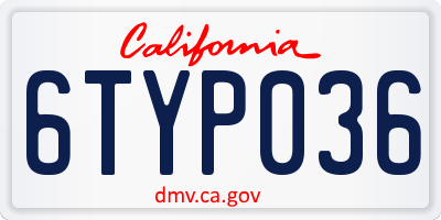 CA license plate 6TYP036