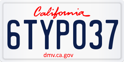 CA license plate 6TYP037