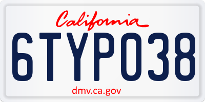 CA license plate 6TYP038