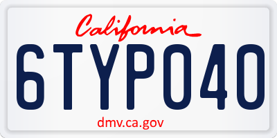 CA license plate 6TYP040