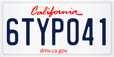 CA license plate 6TYP041