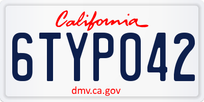 CA license plate 6TYP042