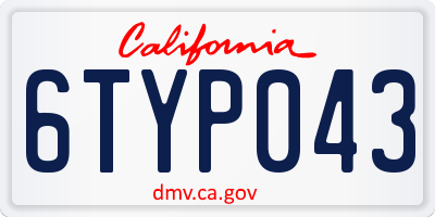 CA license plate 6TYP043