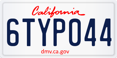 CA license plate 6TYP044