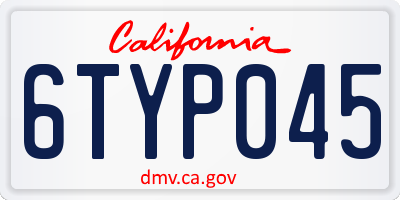 CA license plate 6TYP045
