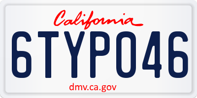 CA license plate 6TYP046