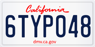 CA license plate 6TYP048