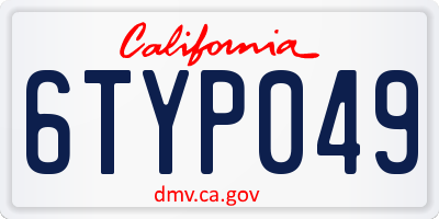 CA license plate 6TYP049