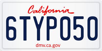 CA license plate 6TYP050