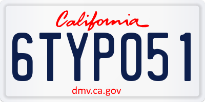 CA license plate 6TYP051