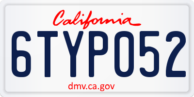 CA license plate 6TYP052