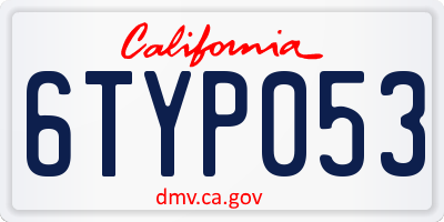 CA license plate 6TYP053