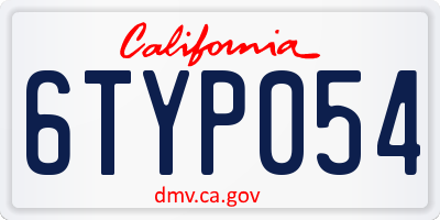 CA license plate 6TYP054