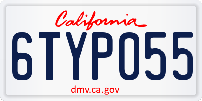 CA license plate 6TYP055