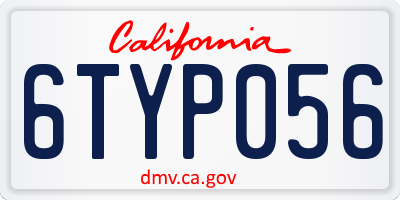 CA license plate 6TYP056