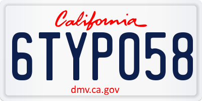 CA license plate 6TYP058