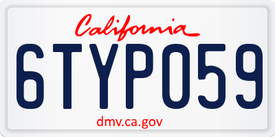 CA license plate 6TYP059