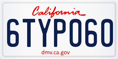 CA license plate 6TYP060