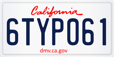 CA license plate 6TYP061