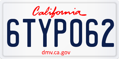 CA license plate 6TYP062