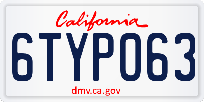 CA license plate 6TYP063