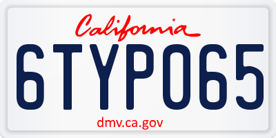 CA license plate 6TYP065