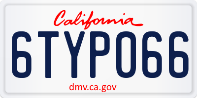 CA license plate 6TYP066