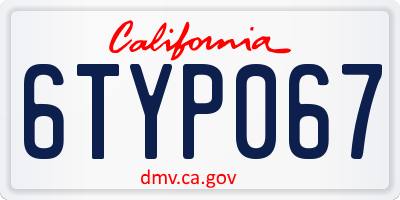 CA license plate 6TYP067