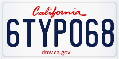CA license plate 6TYP068