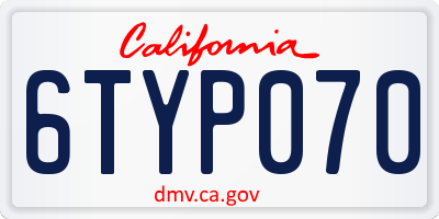 CA license plate 6TYP070