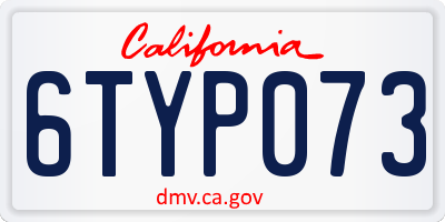 CA license plate 6TYP073