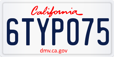 CA license plate 6TYP075