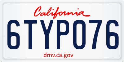 CA license plate 6TYP076