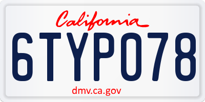 CA license plate 6TYP078