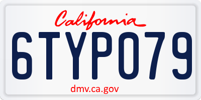 CA license plate 6TYP079