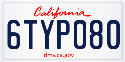 CA license plate 6TYP080
