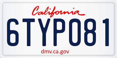 CA license plate 6TYP081