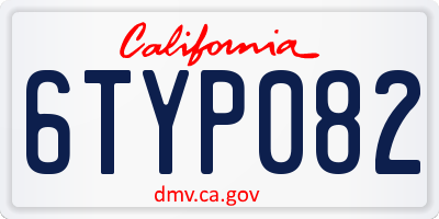 CA license plate 6TYP082