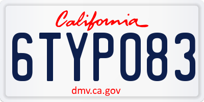 CA license plate 6TYP083
