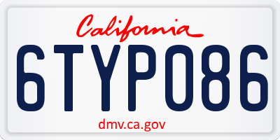CA license plate 6TYP086