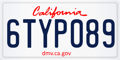 CA license plate 6TYP089