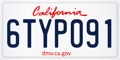 CA license plate 6TYP091