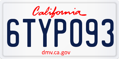 CA license plate 6TYP093