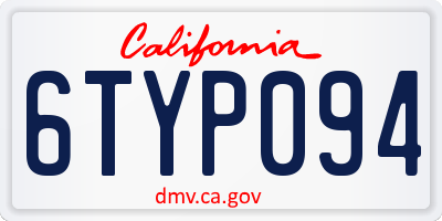 CA license plate 6TYP094