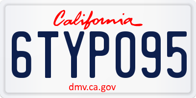 CA license plate 6TYP095