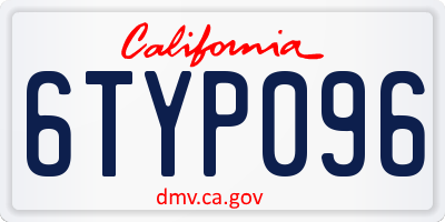 CA license plate 6TYP096